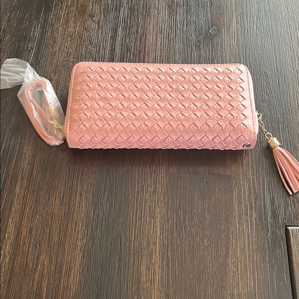 Pink Woven Clutch